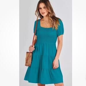 Anrabess Women’s Puff Sleeve Square Neck Boho Dress